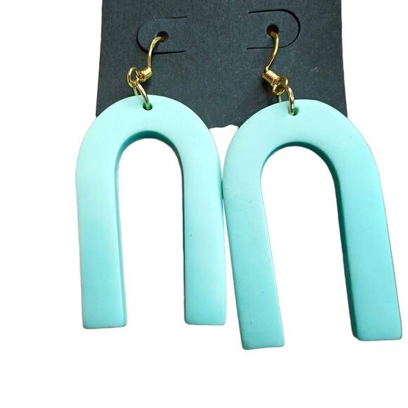 Blue Turquoise Handmade Clay Boho Rainbow Earrings - Picture 1 of 2